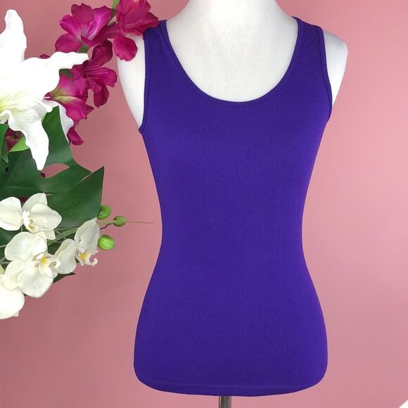 Active Basic Purple Sleeveless Scoop Neck Racerback Tank Top - Picture 12 of 12